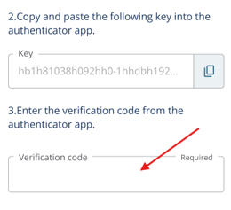 Enter verification code provided by authenticator app