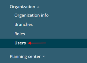 Organization > Users