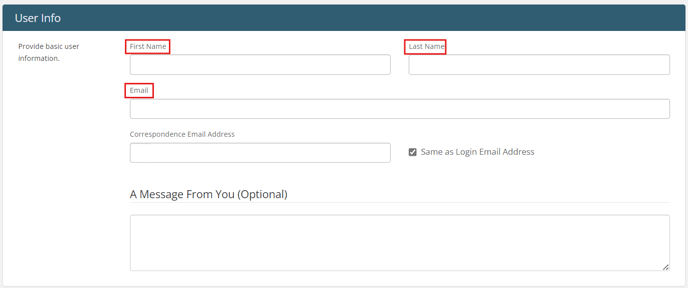 Invite a user form