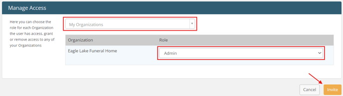 Invite a user form