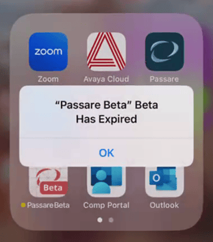 Passare beta app expiration notification