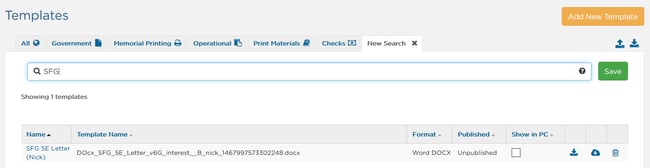 Templates page