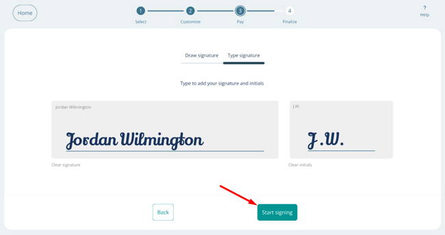 Type or draw name and initials