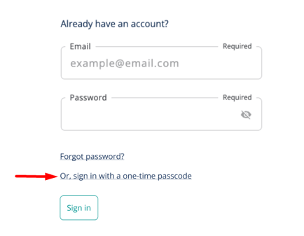 Sign in with one-time passcode link