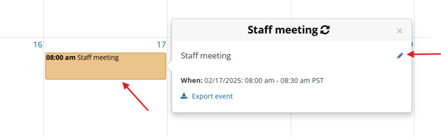Edit event pencil icon