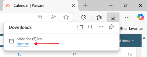Download file of exported event