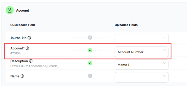 Mapping dropdowns with Account field boxed