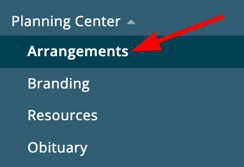 Under Planning Center > select Arrangements.