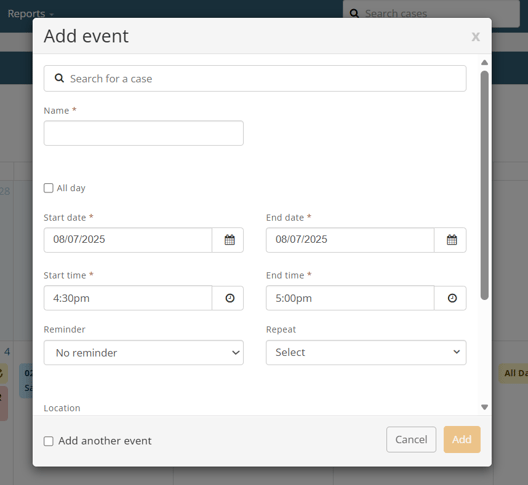 Add event modal