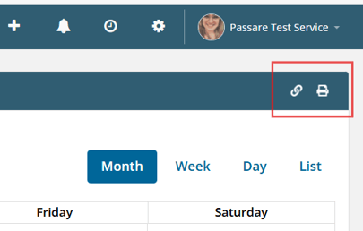 Link and printer icons in the top right