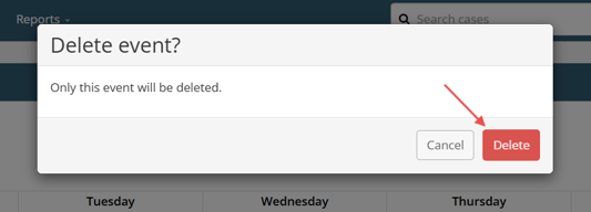 Delete confirmation message with red delete button