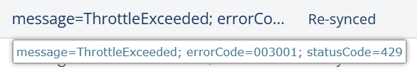 QuickBooks Online integration error that reads: message=ThrottleExceeded; errorCode=003001; statusCode=429
