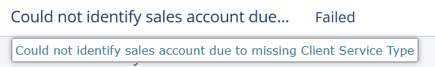 QuickBooks Online integration error that reads: Could not identify sales account due to missing Client Service Type
