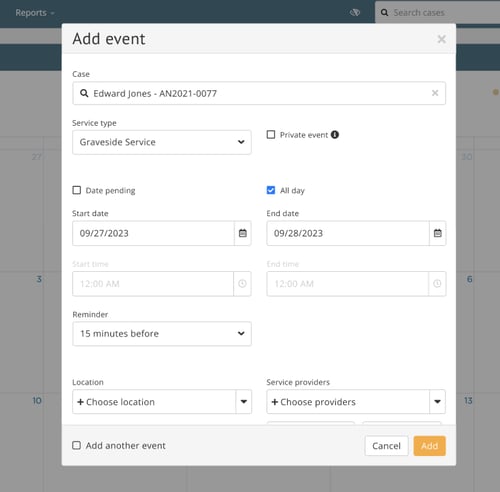 Add event modal