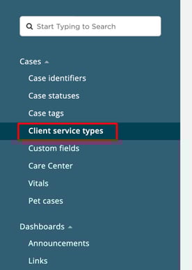Cases > Client service types