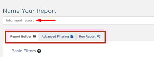Name report field and report tabs