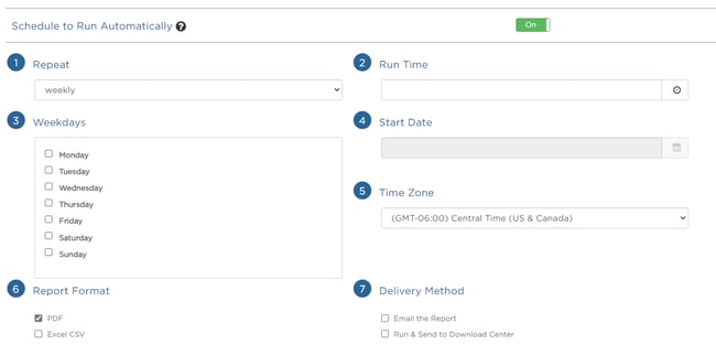 Schedule report options