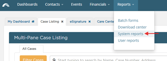 Reports > System reports