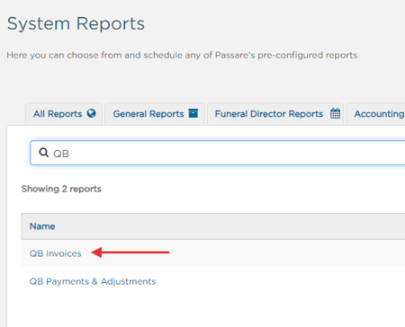 QB invoices export