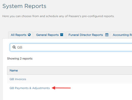 QB Payments & Adjustments export