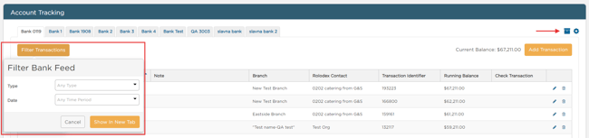Account Tracking filters