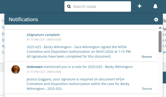 eSignature complete notification in Passare