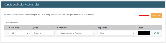 Add rule button