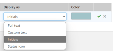 Display as dropdown with Initials selected