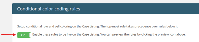 Enable color-coding rules toggle