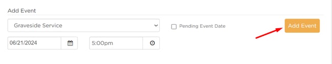 Add event section of Funeral Options