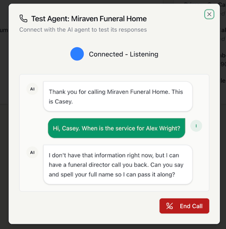 Example call transcript