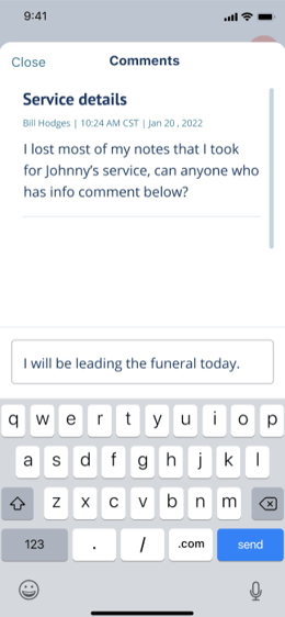 Type in comment text, click send