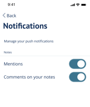Push notifications toggle settings