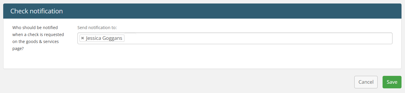Check notification field