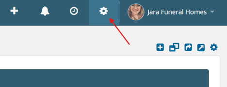 Settings gear in navigation
