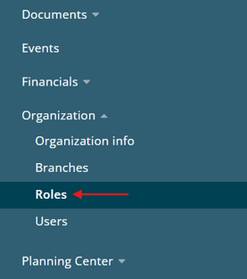 Organization > Roles