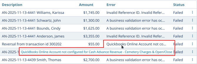 Hover tooltip on error entry showing the full error description