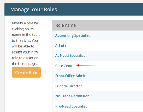 Roles list