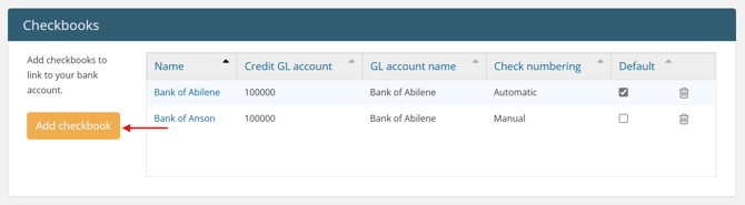 Add checkbook button