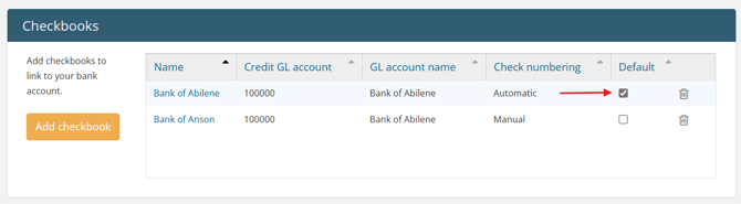 Default checkbook box