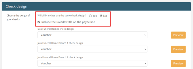 Check design settings