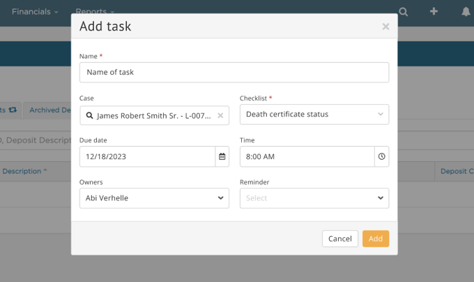 Add task form