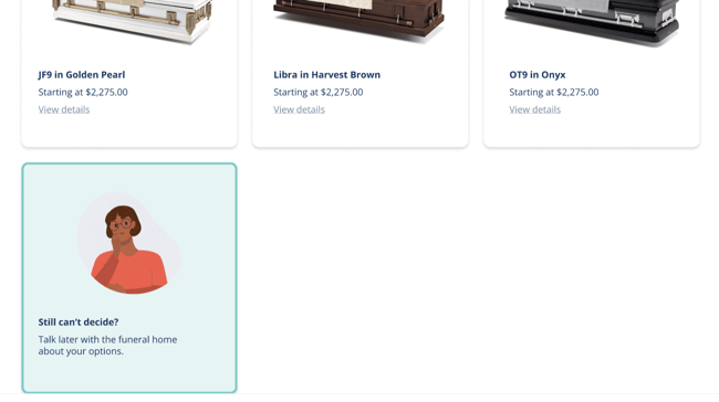 "Still can't decide?" option in merchandise browsing