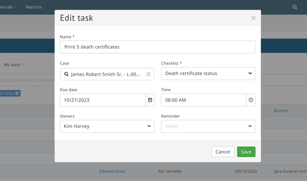 Edit task form