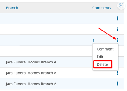 Ellipsis icon with delete task option