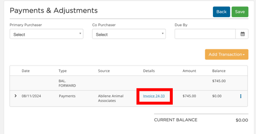 On the Payments & Adjustments page, you now see Invoice links  Invoice links are tied to their payments, and adjustments for&nbsp;this case will be shown and linked under&nbsp;Details.