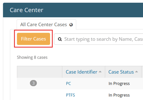 Filter cases button