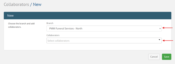 Branch and collaborators dropdowns