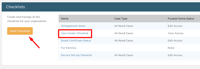Add or edit checklist