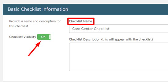 Add checklist name and toggle on visibility